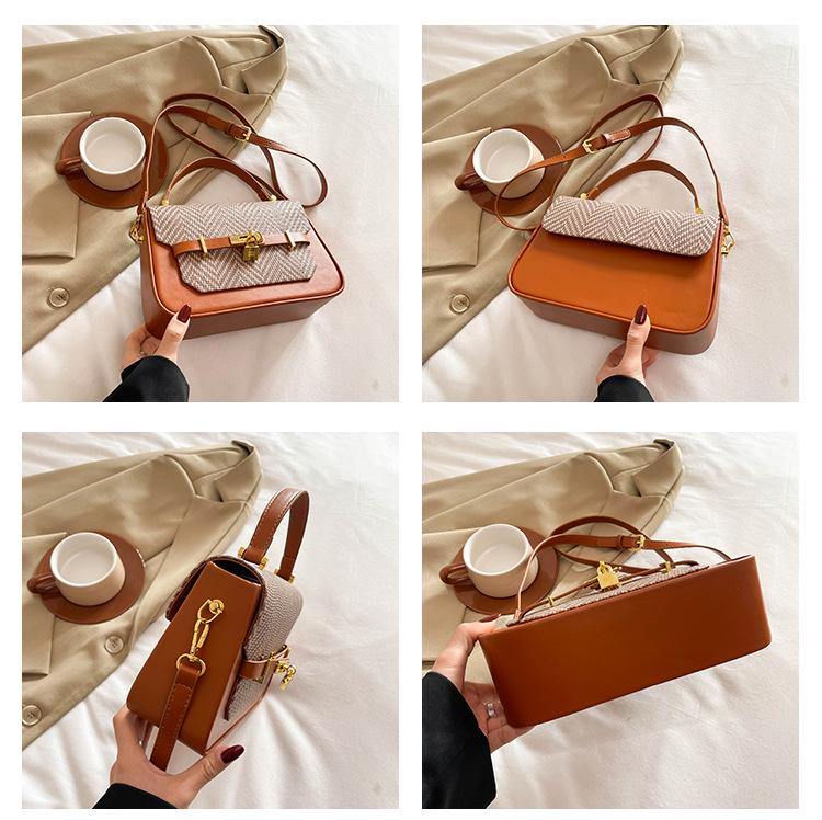 Retro Color Block Women's Shoulder & Crossbody Bag - Light Luxury Small Square Handbag