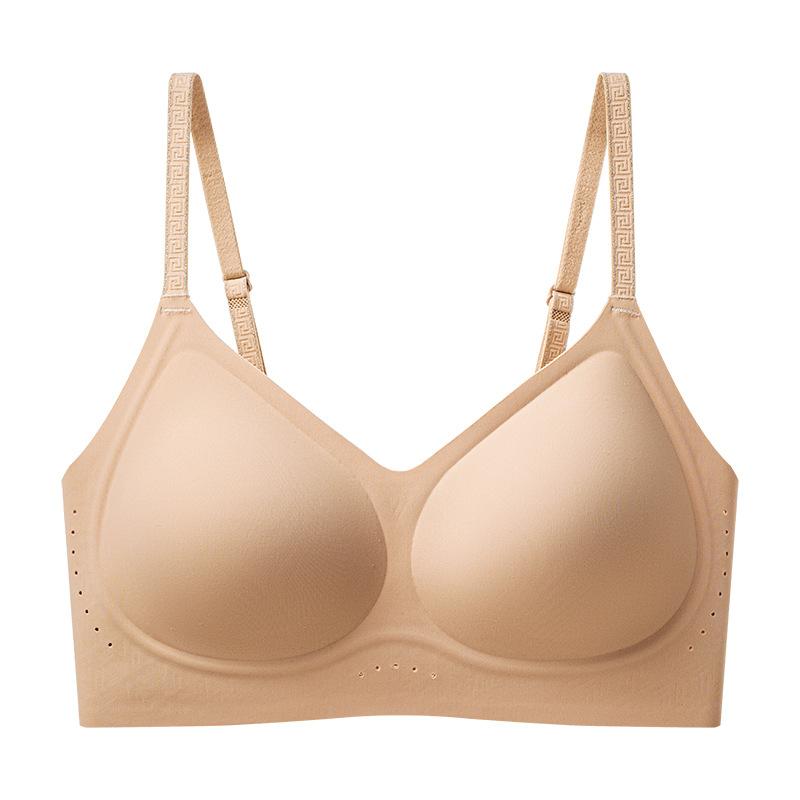 Traceless liquid foundation invisible bra light and breathable underwear women's summer soft support gathering beautiful back fixed cup bra cover