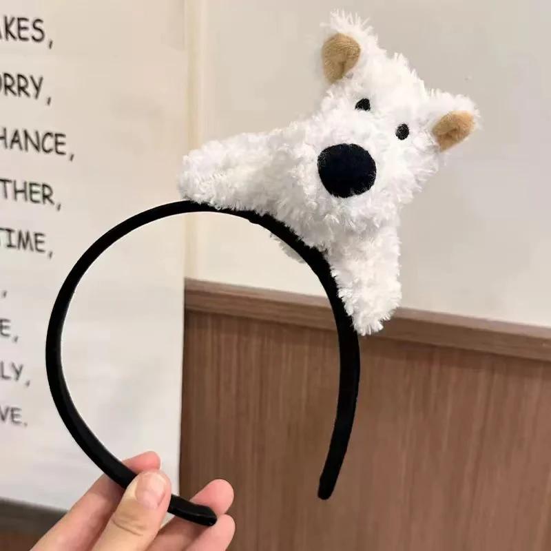Large white plush dog clip cartoon bangs, side clip trendy toy doll machine store, soft and cute doll