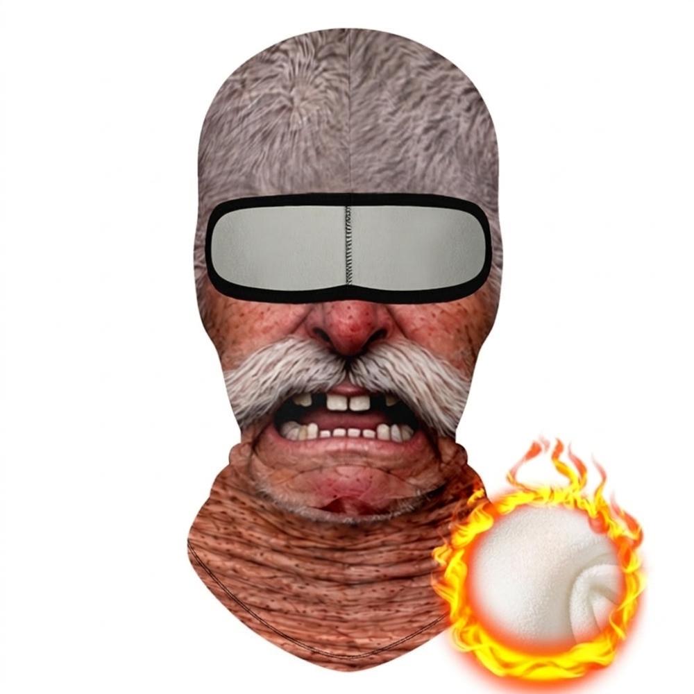 Balaklava z drukiem twarzy starego człowieka Maska na twarz Śmieszna maska narciarska Outdoor/Kolarstwo/Żarty/Impreza