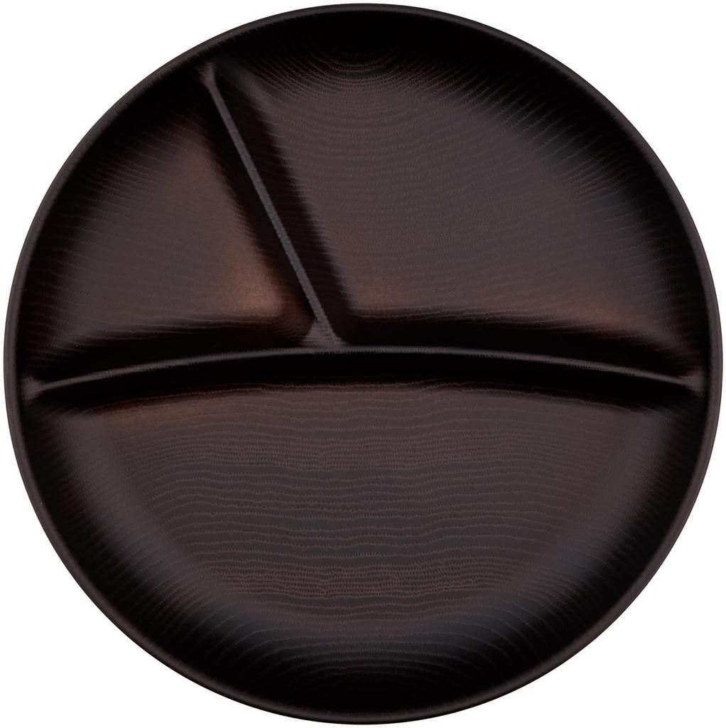 Masakazu Showa NH farfurie compartimentată pentru acasă Rășină cu aspect de lemn O farfurie MARE Maro închis Strat curat Sigur pentru microunde și mașina de spălat vase Fabricat în Japonia Ușor