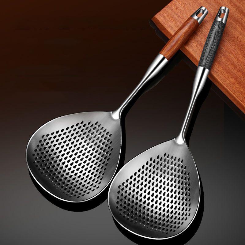 Stainless Steel Large Colander Fine Holes Skimmer Long Handle French Fries Strainer Home Gadget Kitchen Utensils Cooking Tools
