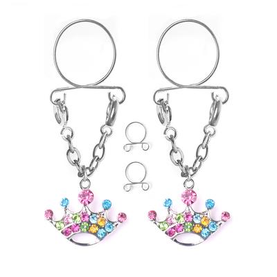 Menneskelig punktering smykker Princess Crown Crown Creation Diamond Milk Milk Nail Fake Biping Nipple smykker
