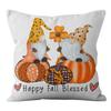 Home Thanksgiving Throw Pillow Cover Ultra Short Pile Pumpkin Gnome Cushion Cover