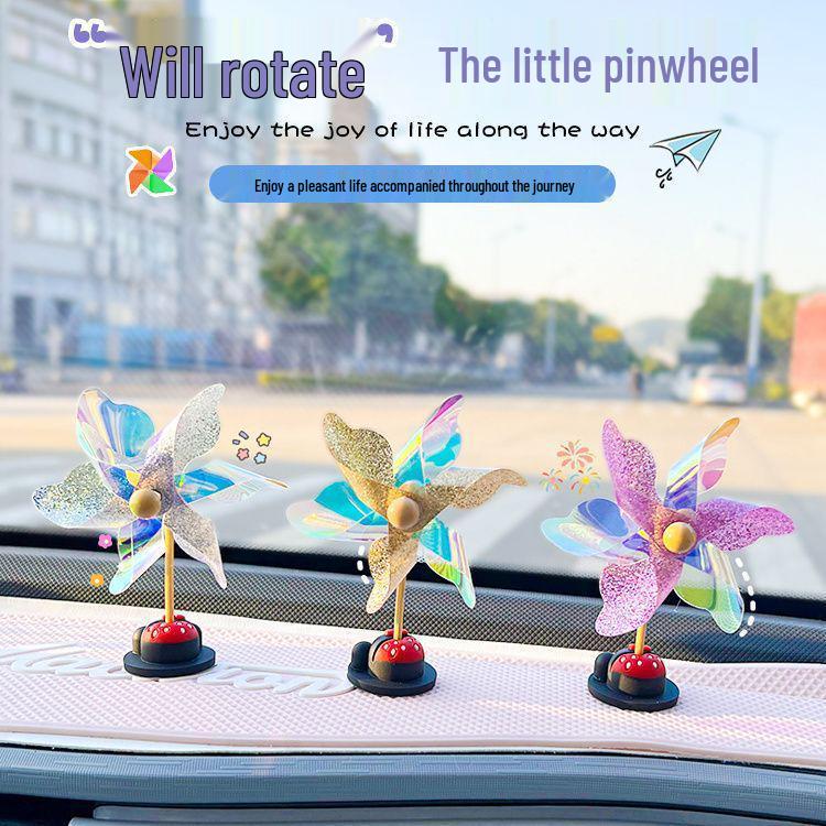Cute Bamboo Dragonfly Pinwheel Ornament for Car or Motorcycle Interior