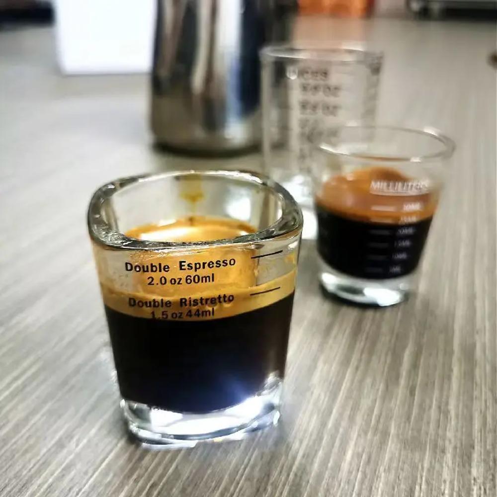 2pcs Espresso Coffee Ounce Roasting Measuring Cup Glass 60ML Square Thickened Ounce Graduated Concentrated Simple Heat-resistant