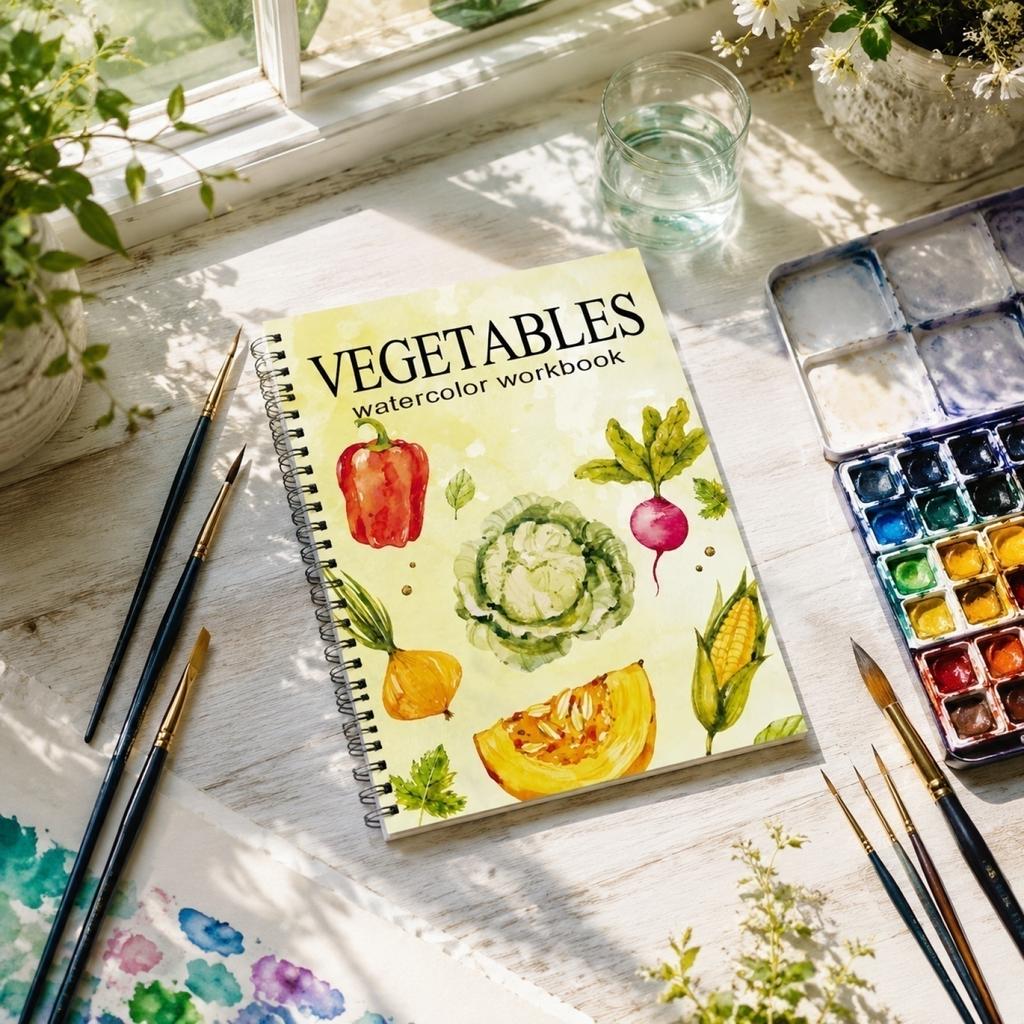 Watercolor Coloring Book - 14 Pages Sketchbook for Artists and Beginners, Watercolor Pad for Painting, Great Gift for Lovers