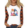 Women's T Shirt Halloween Print Long Sleeve Daily Fashion Basic Round Neck Raglan Sleeve Top