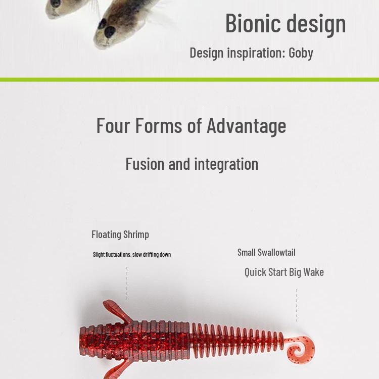 LB Black Pit Bass Ned Shrimp Stick: Soft Shrimp Tail Lure for Mandarin Fish