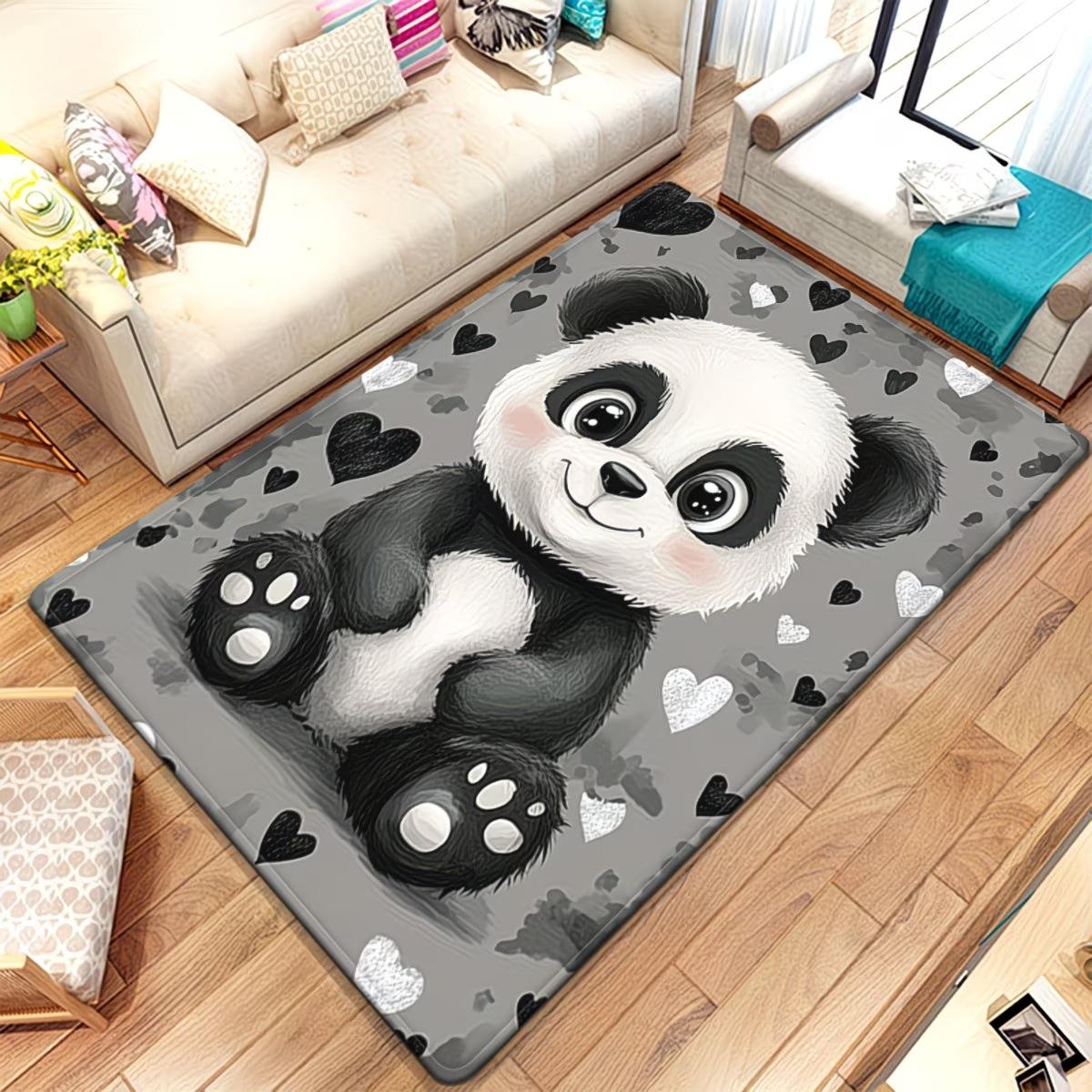 

Cute Panda Bear Area Rug For Living Room Bedroom Kawaii Animal Large Carpet Home Decor Children Play Mat Non-slip Floor Rugs 50x80cm