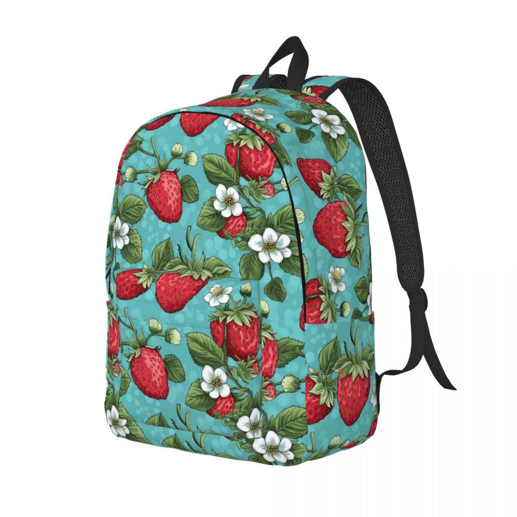 Beautiful Highly Stylized Strawberry With Flowers Pattern Backpack Hot Sale Daypack BookBag School Bag Shoulder Bags Men Women