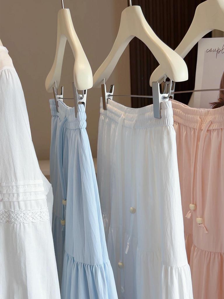 Korean Style Purple A-line Pleated Skirt for Women - Spring Summer 2026 High Waist Fairy Skirt