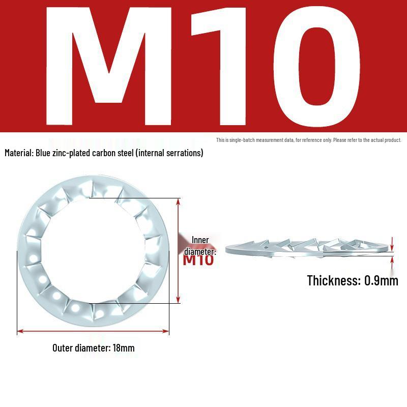 Carbon Steel Zinc-Plated Lock Washer with Inner and Outer Teeth