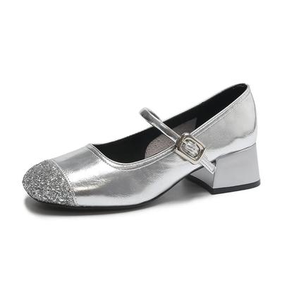 Fashion Spring Autumn Fashion Platform Sequin Buckle Women Mary Jane Shoes Designer New Leather Soft Sole Casual Ladies High Heels