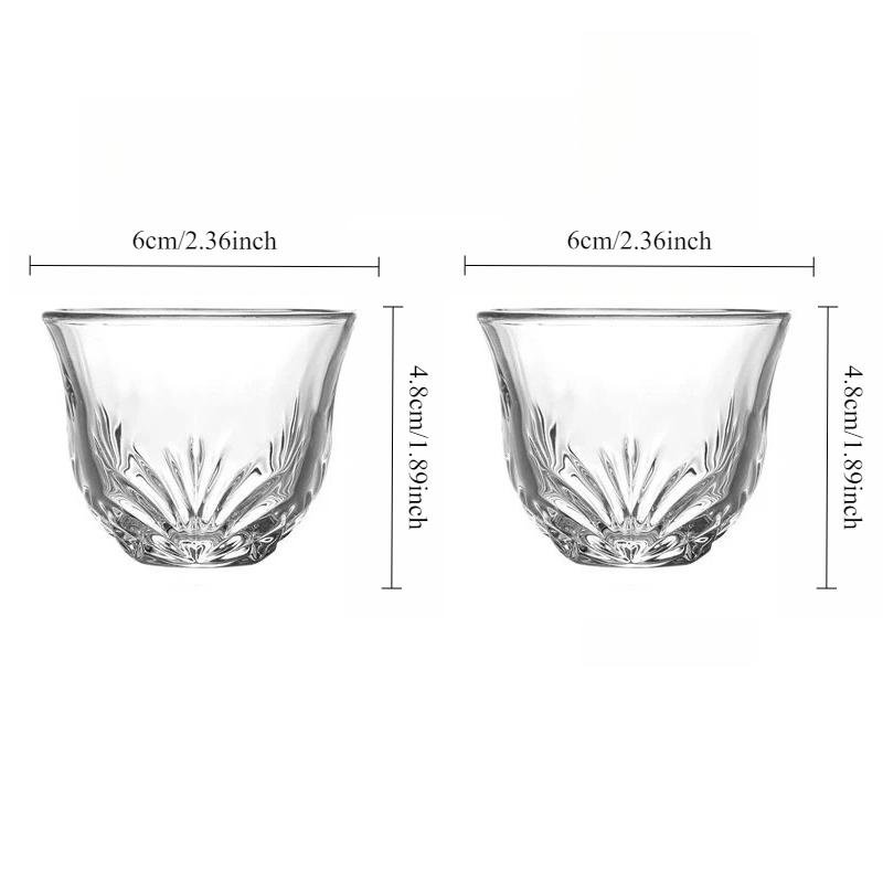

2pcs Creative Transparent Cup Heat-resistant Glass Tea Set Kung Fu Glass Tea Cup Office Reception Tea Set Household Accessories 2pcs