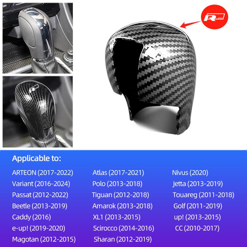 Valve Stems Caps VW Car Shift Stick Cover Carbon Fibre Sports Gear Lever Cap For Volkswagen Polo Golf GTI CC Tiguan Arteon Passa zd7