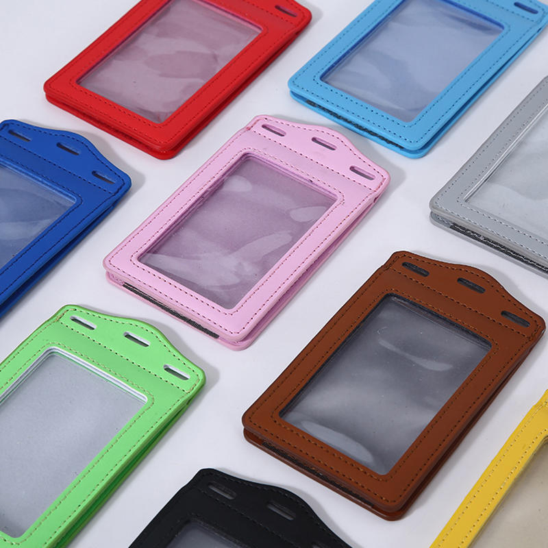 PU Leather Multi-function Card Holder Case for Work Badge Bus Pass ID Card Bank Card Credential Holder