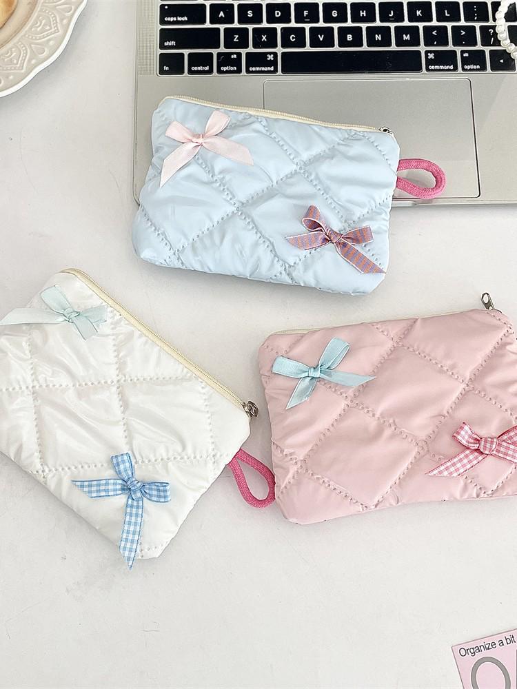 Neuer Perlglanz Schleifen Lippenstift und Kosmetiktasche - Tragbare Aufbewahrungstasche