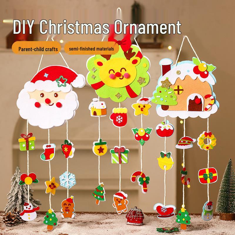 DIY Non-Woven Christmas Tree & Santa Ornaments Kit for Kids