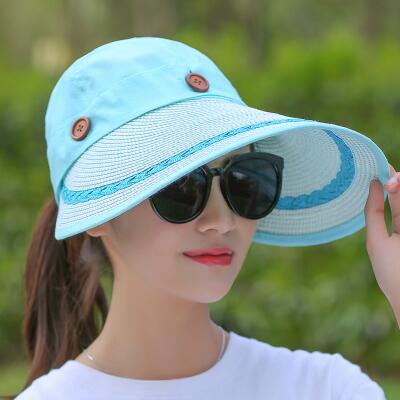 

new Hats Women Wide Large Brim Floppy Summer Beach Sun Hat Straw Hat Button Cap Summer Hats For Women Anti-uv Visor Cap Female 55-59cm