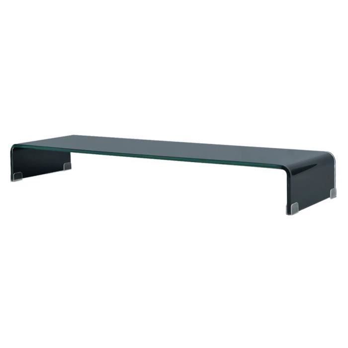 VidaXL Meuble TV/ Support pour moniteur 100 x 30 x 13 cm Verre Noir