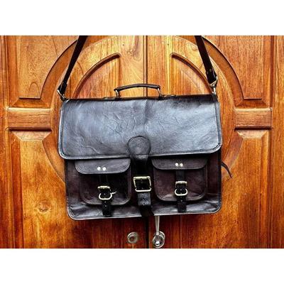 Genuine Leather Black Briefcase Bag for Men