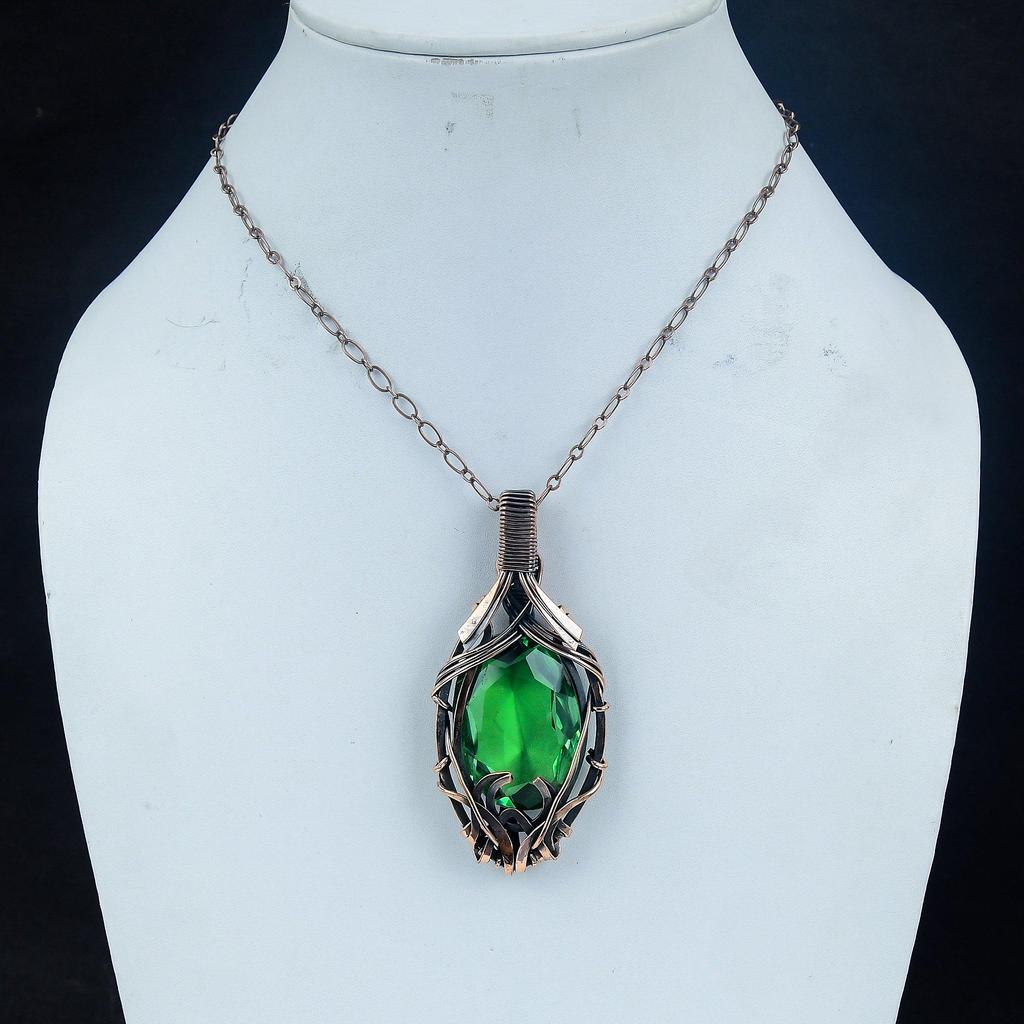 Tsavorite Pendant, 999 Copper Wire Wrapped Gemstone Jewelry, Handmade Amazing Pendant, For Thanksgiving