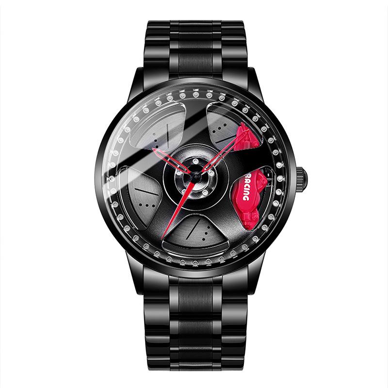 SVJ Men s TE37 Wheel 3D Brake Black-Tech Waterproof Quartz Watch
