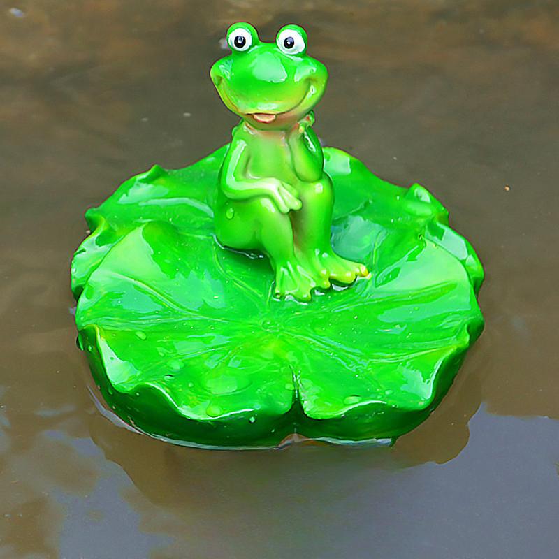 Resin Floating Frog Turtle Fish Pond Flowing Water Fountain Water Surface Lotus Flower Decoration Resin Crafts Floating Crafts