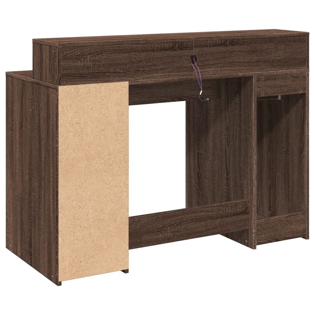LED Desk in Brown Oak Look 120x55x91 cm Particleboard