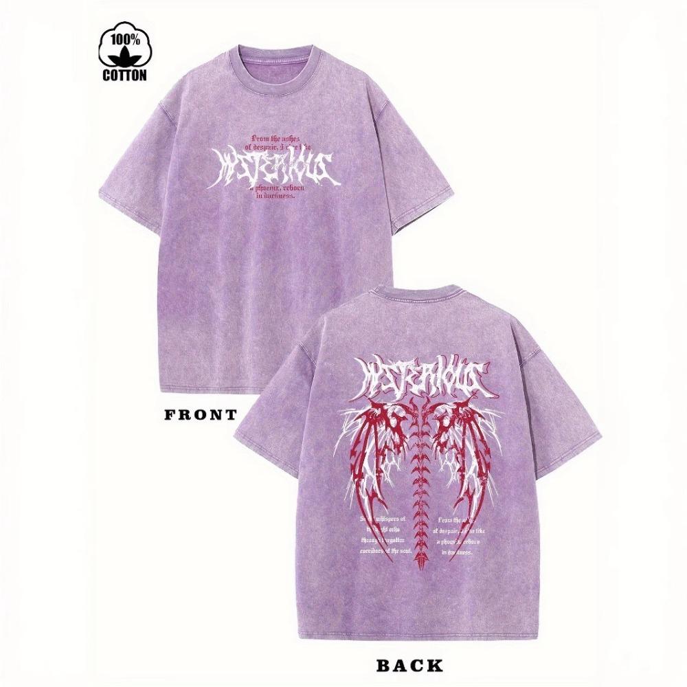 

Футболка из 100% хлопка кислотной стирки плотностью 220 г/м2, мужская или женская, уличная, винтажная, летняя, с принтом L фиолетовый