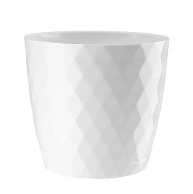 Round White Plastic Flowerpot 18 Cm Cristal