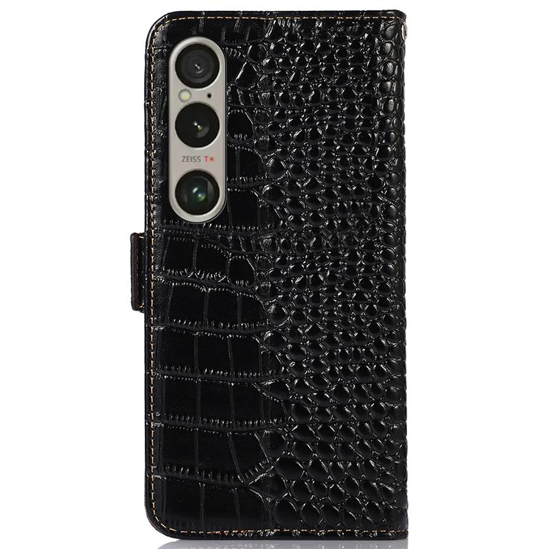 For Sony Xperia 1 VI Case Genuine Cow Leather Phone Cover with RFID Blocking Wallet