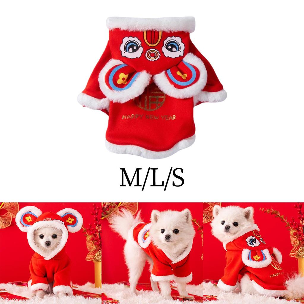 Chinesisches Festival Löwentanz Haustierkostüm Warme Kleidung Hunde Kapuzenpullover Mantel Winter