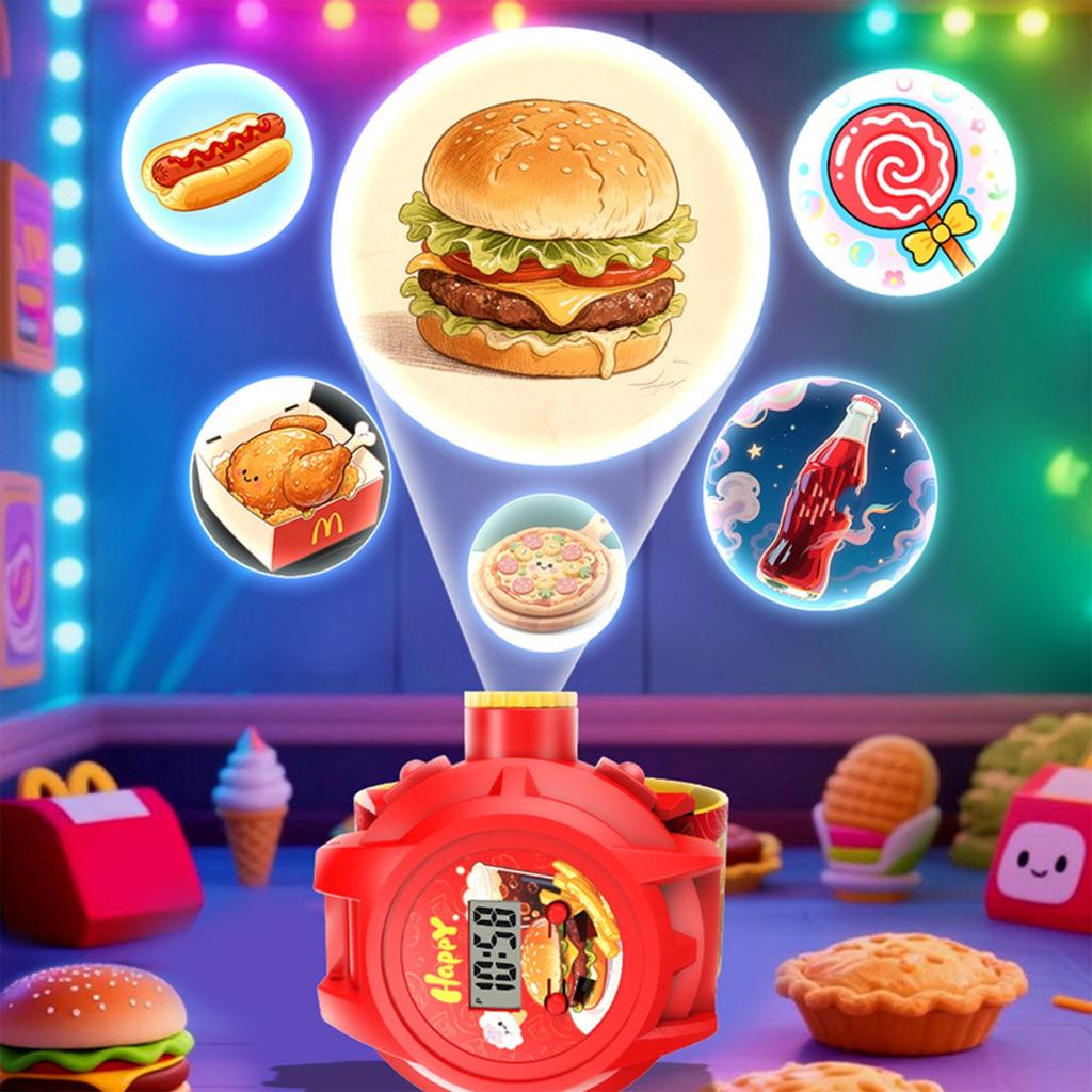 Projection Children's Watch Educational Electronic Luminous Toy Cute Gift Food