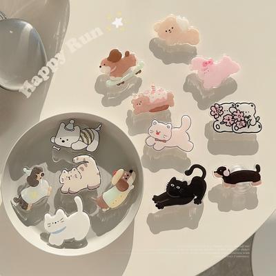 Ins Korean Style Cartoon Meow Animal Back Shell Telescopic Cartoon Multifunctional Folding Glue Lazy Bracket