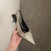 Fashion SUOJIALUN 2025 Spring New Brand Women Sandal Fashion Pointed Toe Shallow Slip On Slingback Shoes Thin High Heel Pumps Mules