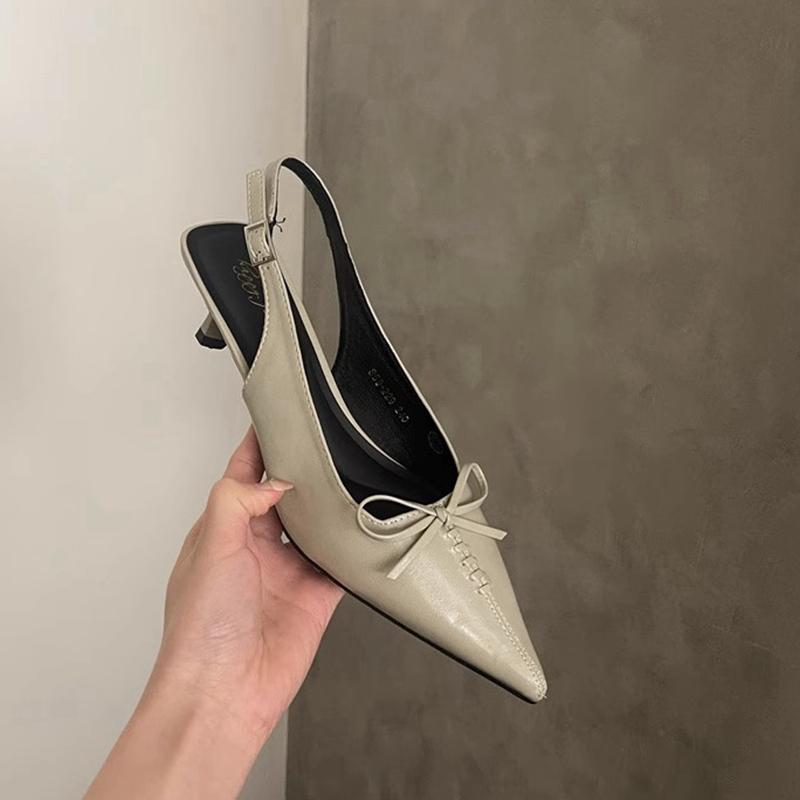 Fashion SUOJIALUN 2025 Spring New Brand Women Sandal Fashion Pointed Toe Shallow Slip On Slingback Shoes Thin High Heel Pumps Mules