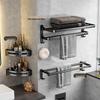 REO&HOMME Drill-Free Space Aluminum Bathroom Organizer Set