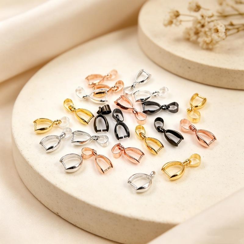 40Pcs Metal Pinch Clip Bail Clasp Copper Dangle Necklace Pendant Clamps Findings Jewelry Making Supplies