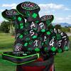 Big Teeth Golf Iron Headcover Set (11 Pieces: 4-9, P, A, S, L, X) with Embroidered Numbers, Long Neck, Elastic Closure, Clover Embroidery, Synthetic L