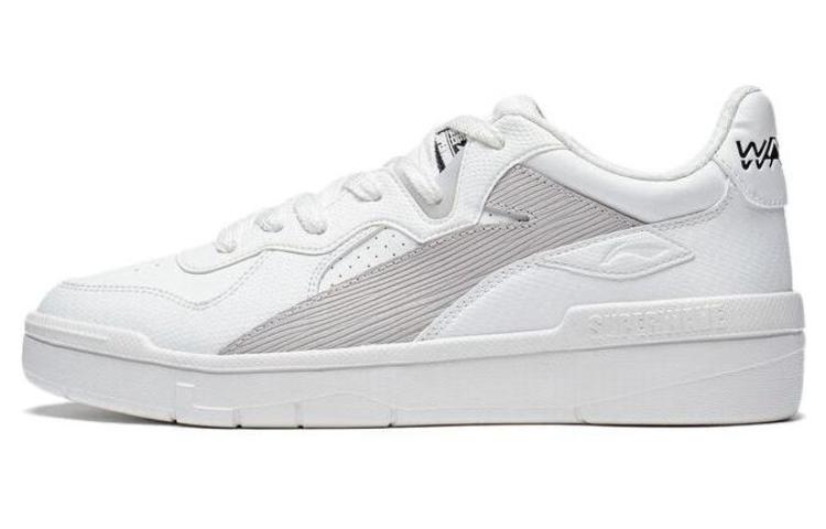 Li Ning Wave LITE| Нескользящие Низкие Кеды для Скейтборда Мужские Бело-Серые AGCT115-1 44