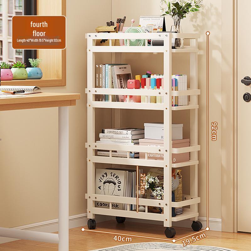 Movable Narrow Kitchen Storage Rack: Multi-Layer, Floor-Standing, Multi-Functional Organizer for Seasonings and Daily Essentials