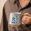 430ml Blue and White Ge Kiln Entwined Lotus Office Cup Ceramic with Lid Tea Water Separation Cup Household Chinese Tea Cup