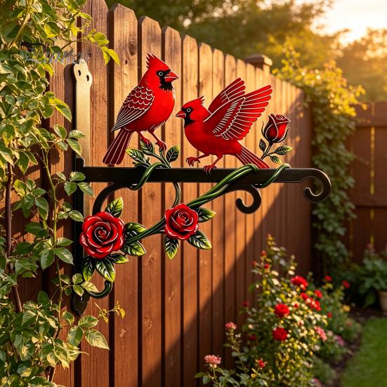 Suporte de Vaso de Flores de Metal para Pátio, Suporte de Planta Pássaro Vermelho, Gancho de Parede Externo, Gancho Montado Suporte para Carrilhões de Vento Plantas Penduradas, Alimentador, Sino,