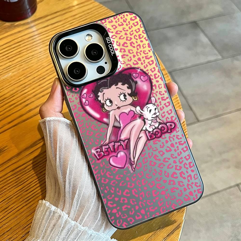 B-Betty Cute B-Boop Phone Case For iPhone 17,16,15,14,13,12,11 Plus,Pro Max,XS,Colorful Silver White Cover iPhone16e
