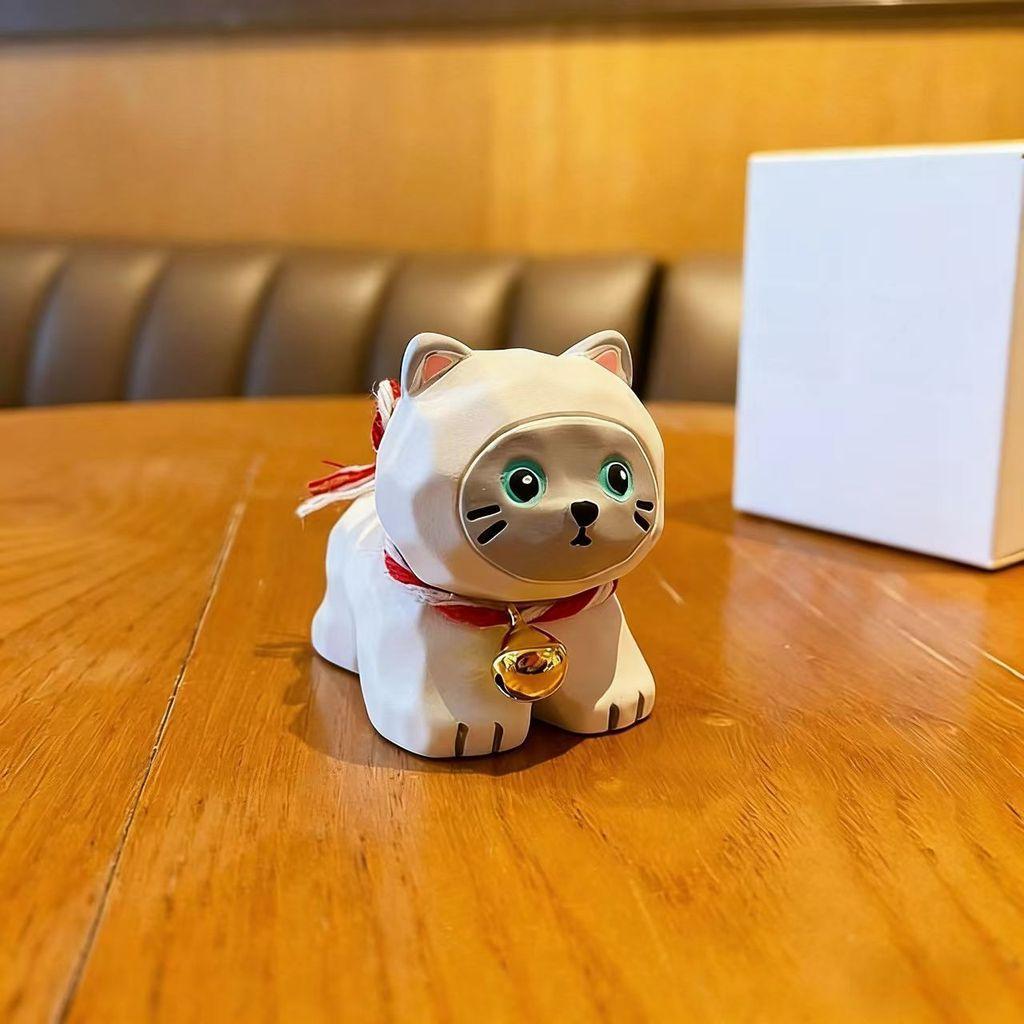 Nordic Style Resin Cat Figurine With Bell For Home Office Decor And Gift Giving