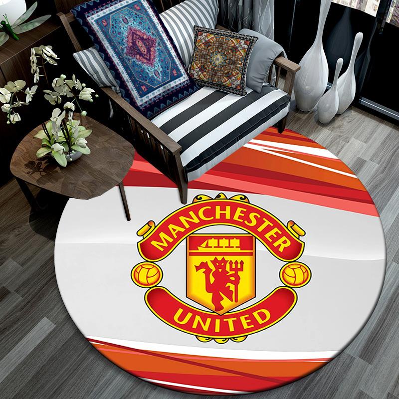 Man Utd Round Area Rug,Carpet Rug for Living Room Bedroom Sofa Playroom Decor,Non-slip Floor Mat