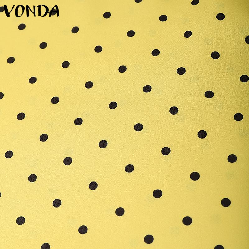 VONDA Women Stand Neck Puff Sleeve 3D Flower Polka Dots Casual Cropped Blouse