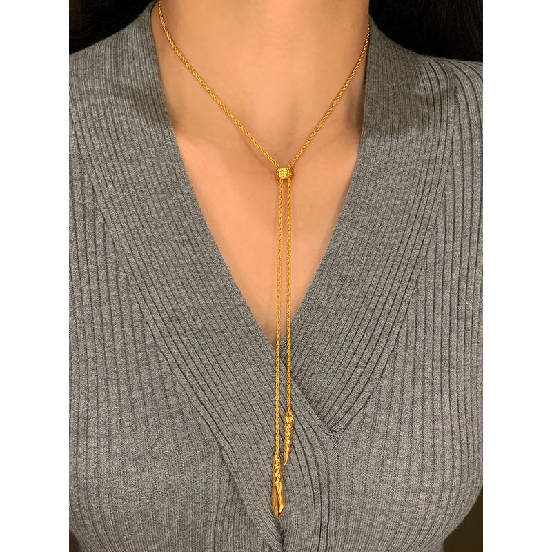 Gold Long Necklace for Women, Light Luxury, Niche, Elegant, High-End, 2026 New Style, Stylish Sweater Chain Accessory